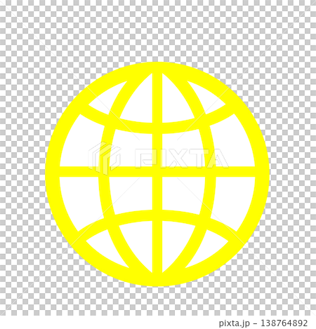世界とつながるネットワークを表現した地球アイコン（黄色） 138764892