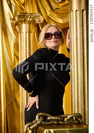 Elegant portrait scene. Serene image of woman in sophisticated setting 138765417
