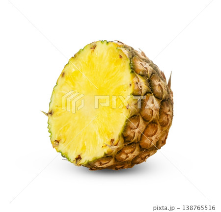 Cut in a half of ananas or pineapple isolated on white background. Cut in a half of ananas or pineapple isolated on white background. 138765516