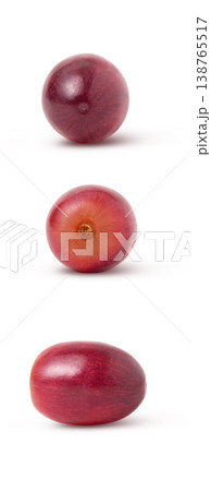 Collection of red grape fruits isolated on white. Wine grape apart. 138765517