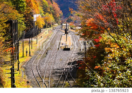 秋のJR釜石線（銀河ドリームライン釜石線）陸中大橋駅 138765923