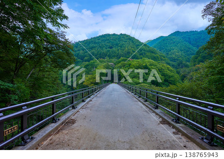 山梨県山梨市 西沢渓谷の音取大橋から北側の眺望 山梨県山梨市 西沢渓谷の音取大橋から北側の眺望 138765943