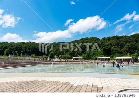 国営越後丘陵公園 越の池周辺エリア プール 夏晴れの青空 新潟県長岡市宮本東方町字三ツ又 国営越後丘陵公園 越の池周辺エリア プール 夏晴れの青空 新潟県長岡市宮本東方町字三ツ又 138765949