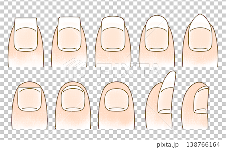 ゆるめシンプルないろんな形の爪のセット　アナログ風 138766164