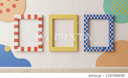 ポップでカラフルなパステルのフレーム ポップでカラフルなパステルのフレーム 138766690