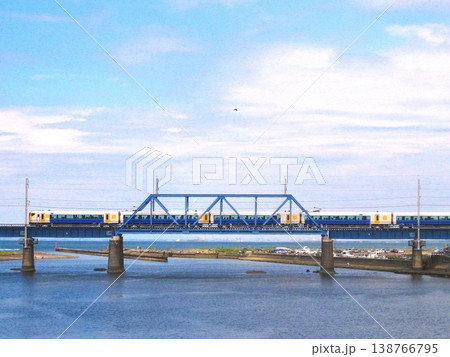 2008.9.27 内房線湊川橋梁 特急さざなみ号 2008.9.27 内房線湊川橋梁 特急さざなみ号 138766795