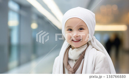 Brave Smiling Child with Cancer Undergoing Treatment in Hospital Setting Brave Smiling Child with Cancer Undergoing Treatment in Hospital Setting 138766880