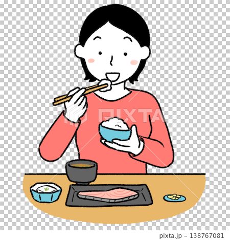 一幅簡單的女性進食插圖。 一幅簡單的女性進食插圖。 138767081