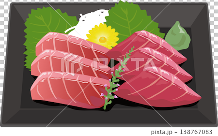 鮪魚刺身,盛於方盤中 鮪魚刺身,盛於方盤中 138767083