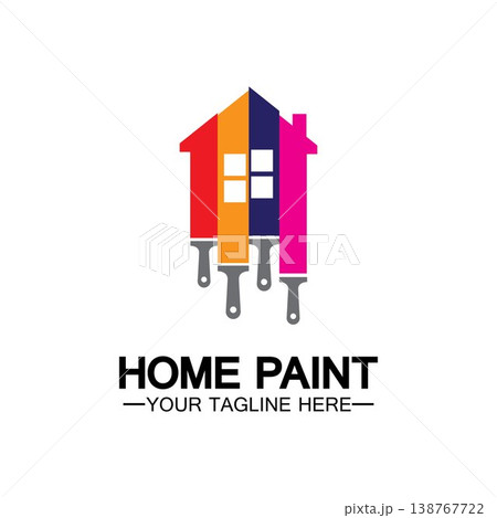Home Painting Vector Logo Design.Home House Painting Service Coloring Logo Design Template.House painting service, decor and repair multicolor icon Vector logo. Home Painting Vector Logo Design.Home House Painting Service Coloring Logo Design Template.House painting service, decor and repair multicolor icon Vector logo. 138767722