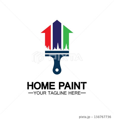 Home Painting Vector Logo Design.Home House Painting Service Coloring Logo Design Template.House painting service, decor and repair multicolor icon Vector logo. 138767736