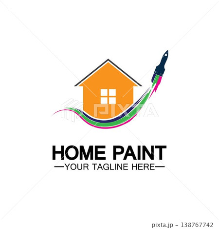 Home Painting Vector Logo Design.Home House Painting Service Coloring Logo Design Template.House painting service, decor and repair multicolor icon Vector logo. 138767742