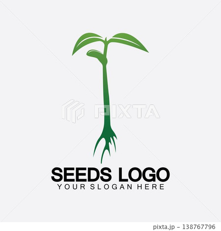 Plant Seeds Logo Concept Template Vector.growing seed logo.Seed grow Vector logo illustration design template 138767796