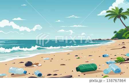 ビーチに捨てられたゴミ 138767864