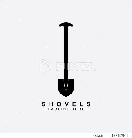 Shovel icon logo vector illustration design.Black Shovel icon logo isolated on white background. Shovel silhouette. Gardening tool. Tool for horticulture, agriculture, farming. Logo design template Shovel icon logo vector illustration design.Black Shovel icon logo isolated on white background. Shovel silhouette. Gardening tool. Tool for horticulture, agriculture, farming. Logo design template 138767901