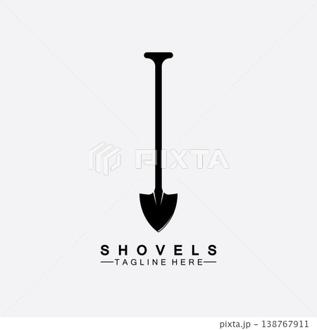 Shovel icon logo vector illustration design.Black Shovel icon logo isolated on white background. Shovel silhouette. Gardening tool. Tool for horticulture, agriculture, farming. Logo design template Shovel icon logo vector illustration design.Black Shovel icon logo isolated on white background. Shovel silhouette. Gardening tool. Tool for horticulture, agriculture, farming. Logo design template 138767911