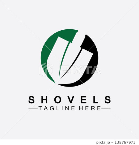 Shovel logo vector icon symbol illustration design.Shovel icon isolated on white background. Gardening tool. Tool for horticulture ,agriculture ,farming. Vector Illustration 138767973