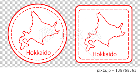 Hokkaido map stamp illustration 138768363