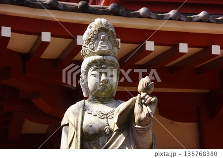 新井山梅照院の霊堂前に立つ聖観世音菩薩像（2） 138768380
