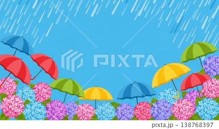 紫陽花と梅雨のベクターイラスト背景 138768397