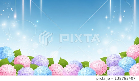紫陽花と梅雨のベクターイラスト背景 138768407
