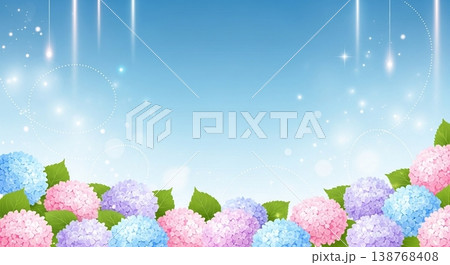 紫陽花と梅雨のベクターイラスト背景 138768408