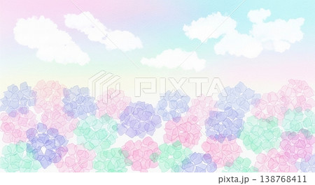 紫陽花と梅雨のベクターイラスト背景 紫陽花と梅雨のベクターイラスト背景 138768411
