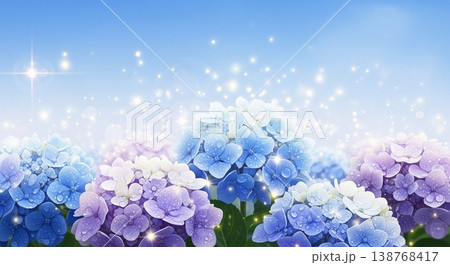 紫陽花と梅雨のベクターイラスト背景 138768417
