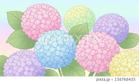 紫陽花と梅雨のベクターイラスト背景 紫陽花と梅雨のベクターイラスト背景 138768435