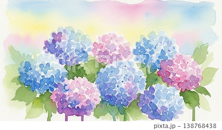 紫陽花と梅雨のベクターイラスト背景 138768438