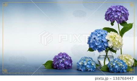 紫陽花と梅雨のベクターイラスト背景 紫陽花と梅雨のベクターイラスト背景 138768447