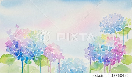 紫陽花と梅雨のベクターイラスト背景 紫陽花と梅雨のベクターイラスト背景 138768450