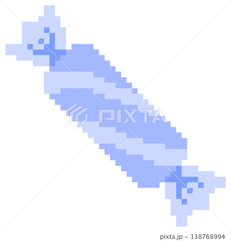 Blue Pixel Wrapped Candy Vector Cute 8 Bit Retro Sweet Illustration Blue Pixel Wrapped Candy Vector Cute 8 Bit Retro Sweet Illustration 138768994