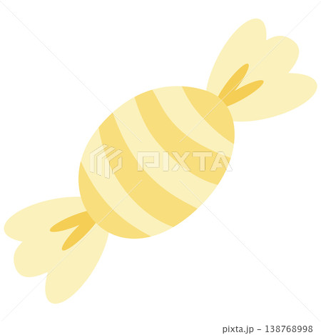 Yellow Wrapped Candy Vector Flat Design Cute Sweet Illustration 138768998
