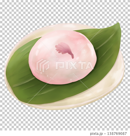 櫻花花瓣水麻糬盛於盤中 138769087