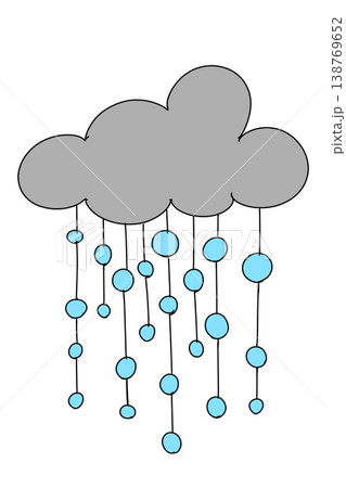 シンプルな手描き風の雨のかわいいイラスト 背景透過PNG シンプルな手描き風の雨のかわいいイラスト 背景透過PNG 138769652
