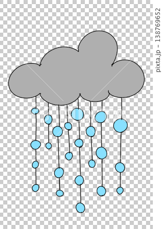 シンプルな手描き風の雨のかわいいイラスト 背景透過PNG シンプルな手描き風の雨のかわいいイラスト 背景透過PNG 138769652