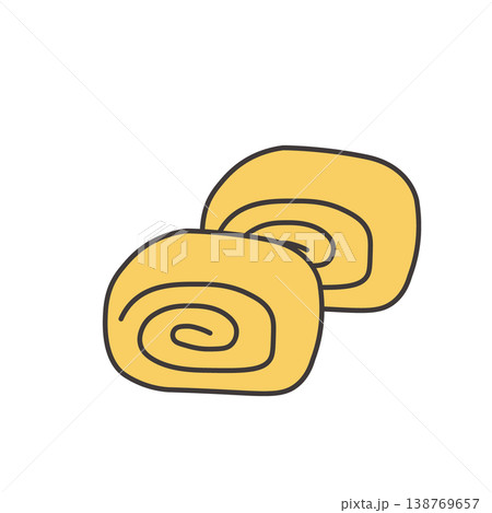 玉子焼きのシンプルなイラスト　食べ物 卵焼き　お弁当のおかずのイラスト　シンプル　素材　弁当素材 138769657