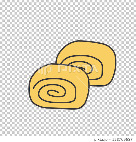 玉子焼きのシンプルなイラスト　食べ物 卵焼き　お弁当のおかずのイラスト　シンプル　素材　弁当素材 138769657