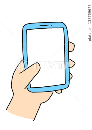 スマホを操作する手のイラスト 手描き風 背景透過PNG スマホを操作する手のイラスト 手描き風 背景透過PNG 138769678