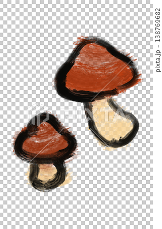 筆觸風格蘑菇插圖，手繪風格，透明背景 PNG 138769682