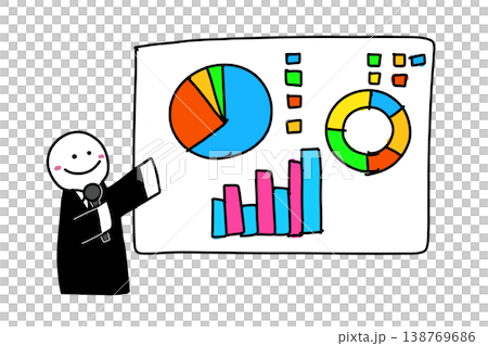 Hand-drawn style illustration of a person giving a presentation, transparent PNG (Variation 2) 138769686