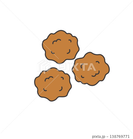 唐揚げのイラスト　食べ物 お弁当のおかずのイラスト　シンプル　素材　弁当素材　からあげ　 138769771