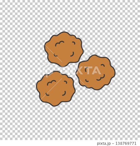 唐揚げのイラスト　食べ物 お弁当のおかずのイラスト　シンプル　素材　弁当素材　からあげ　 138769771