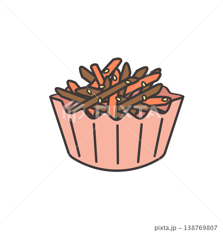 きんぴらごぼうのイラスト　食べ物 お弁当のおかずのイラスト　シンプル　素材　弁当素材　からあげ 138769807