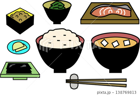 朝定食のイラストセット 138769813