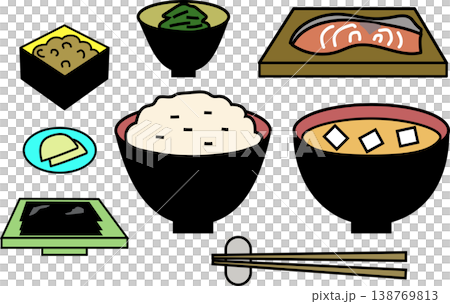 朝定食のイラストセット 138769813