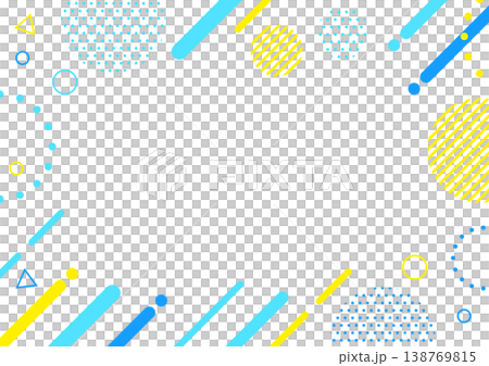 夏カラーの幾何学フレーム背景素材 A4サイズ A3サイズ 白銀比 透過 138769815
