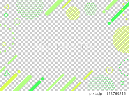 ナチュラルな緑の幾何学フレーム背景素材 A4サイズ A3サイズ 白銀比 透過 138769816
