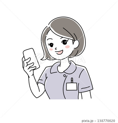 女性看護師の笑顔イラスト1-11 138770020